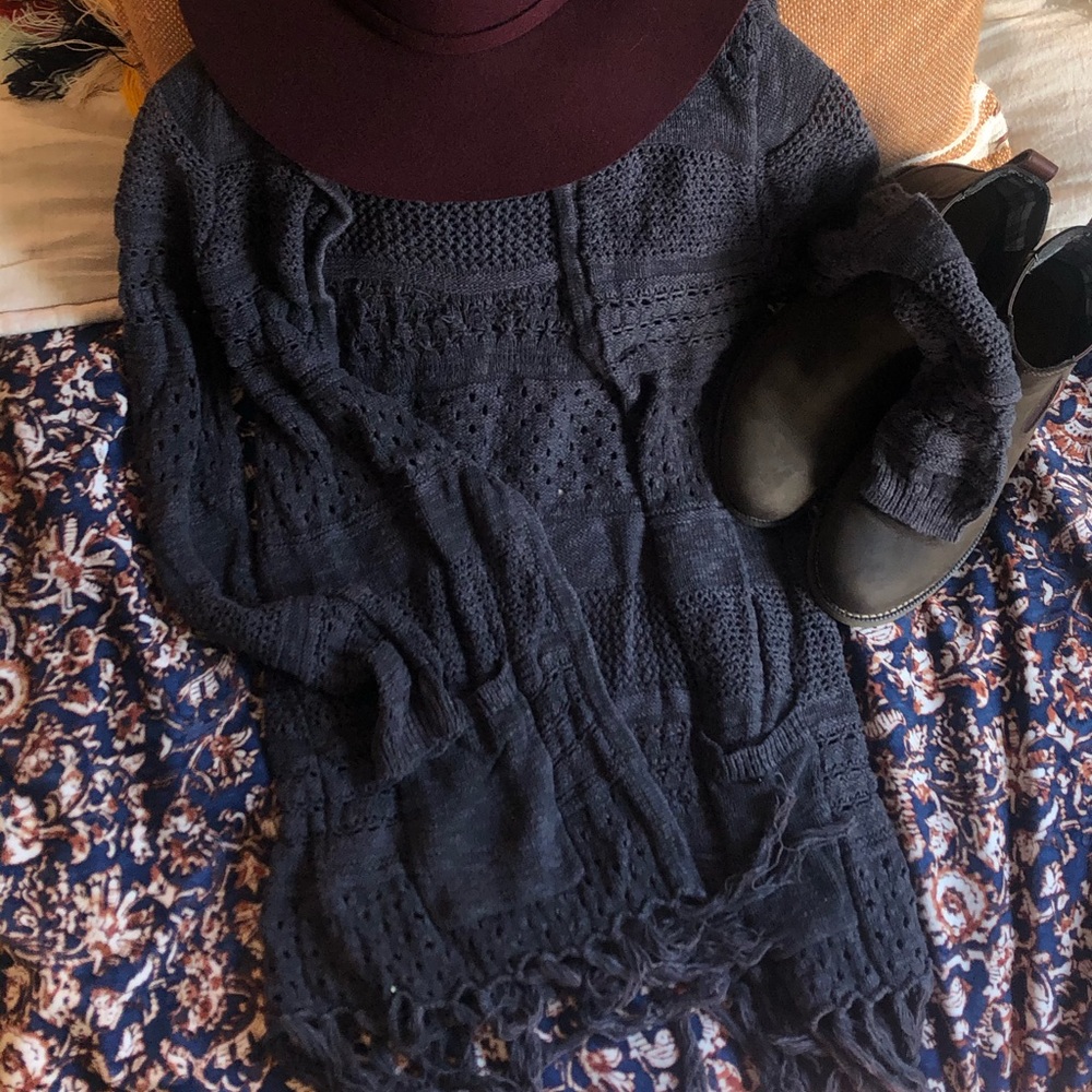 Gray Boho Cardigan